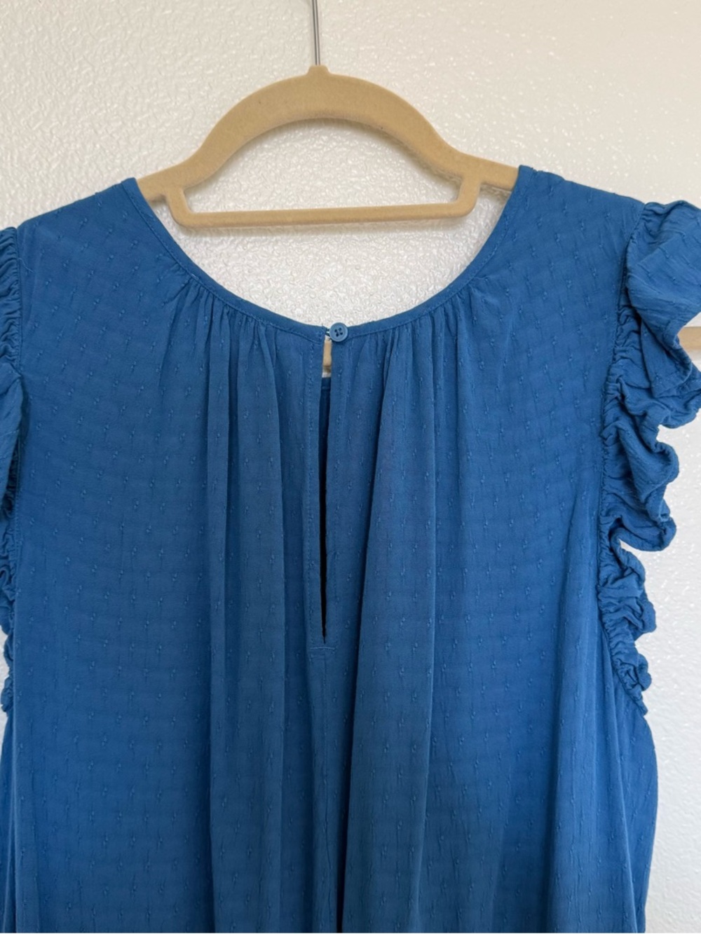 Loft Women's Flutter Sleeve Swiss Dot Tiered Rayon Midi Dress Size XL - Picture 4 of 5
